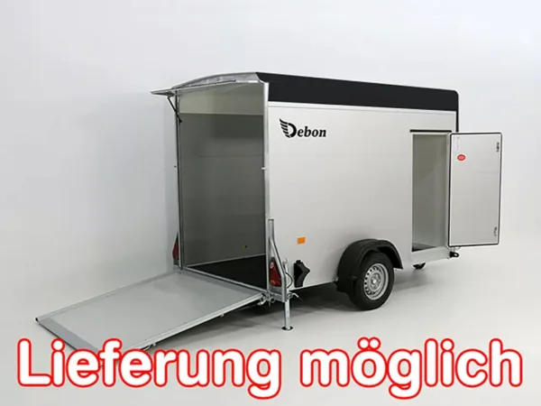 Debon Kofferanhänger C300 148x295cm H:190cm 1,3t|Alu|Polybug|Tür|schwarz – Bild 5